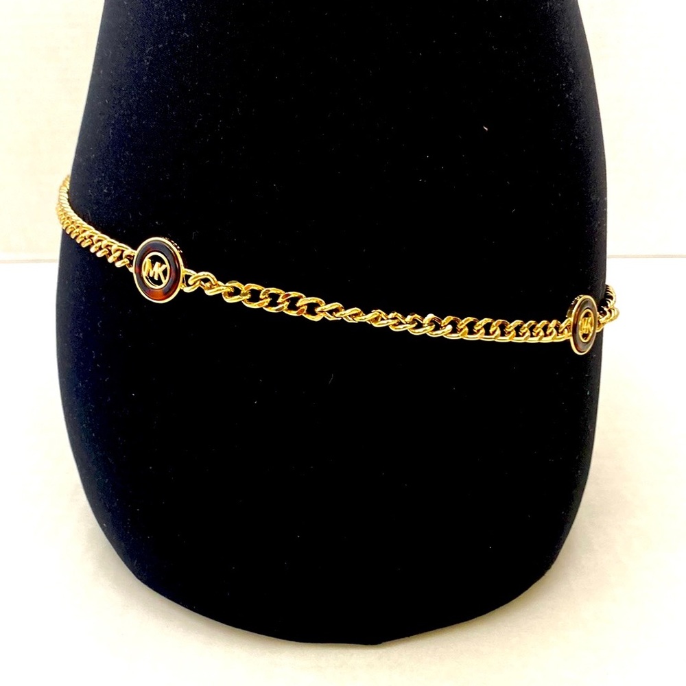 Michael by Michael Kors Women's Hamilton Gold Tone Chain Lock Belt - Picture 7 of 11